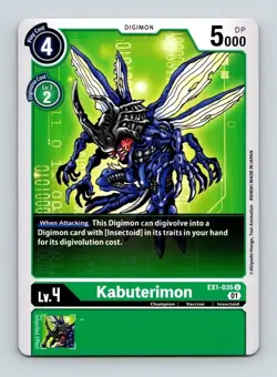 Kabuterimon EX1-035 Uncommon Green Champion (LV4) Digimon Card CCG - Image 1