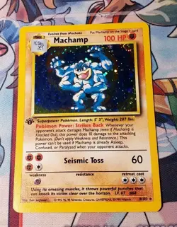1999 Pokemon Card TCG Machamp 8/102 Base Set 1st Edition Holo LP/NM Vintage - Image 1