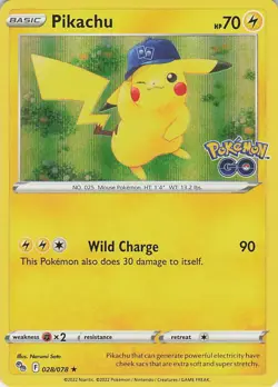 Pikachu (28) Holo Holo Rare Pokemon GO 028/078 NM - Image 1