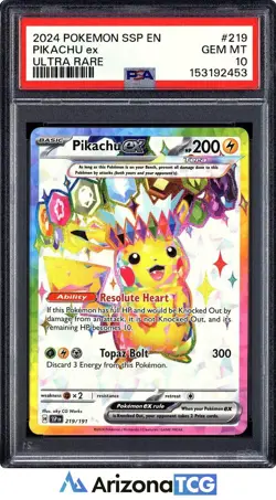 Pokemon 2024 Pikachu ex 219/191 Full Art UR Surging Sparks GEM MINT PSA 10 - Image 1