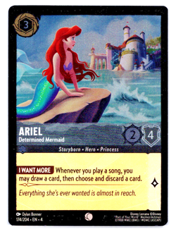 Disney Lorcana TCG Ariel Determined Mermaid Cold Foil 174 Ursula's Return - Image 1