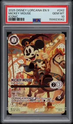 Disney Lorcana Mickey Mouse Brave Little Prince #242 Iconic PSA 10 Gem Mint - Image 1