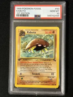 Pokemon Kabuto 50/62 (1st Edition) *PSA 10* Fossil ‘Freshly Graded Card’ - Image 1