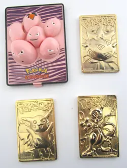 4 PC 1999 BURGER KING POKEMON CARDS 3 GOLD PLATED 1 PLASTIC EXEGGCUTE - Image 1