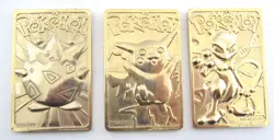 4 PC 1999 BURGER KING POKEMON CARDS 3 GOLD PLATED 1 PLASTIC EXEGGCUTE - Image 4
