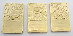 4 PC 1999 BURGER KING POKEMON CARDS 3 GOLD PLATED 1 PLASTIC EXEGGCUTE - Image 5