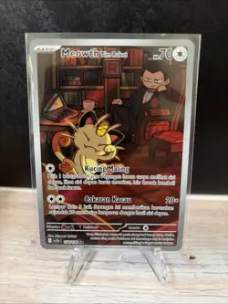 Meowth Tim Roket 154/138 AR SV10 Glory of Team Rocket Pokemon TCG Card Indonesia - Image 1