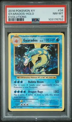 Gyarados 2016 Pokemon Evolutions PSA 8 #34 - Image 1