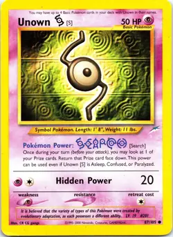 Unown [S] 87/105 Common Neo Destiny Pokemon WOTC Unlimited Lightly Played - Image 1