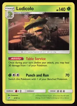 Ludicolo 2/18 Rare Detective Pikachu Pokemon Holo Lightly Played - Image 1