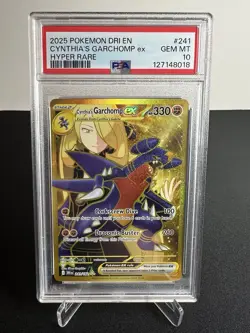 2025 Pokemon DRI EN Cynthia's Garchomp ex #241 Hyper Rare PSA 10 - Image 1