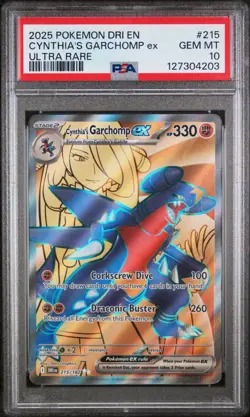 PSA 10 GEM Mint Cynthia's Garchomp ex 215/182 Ultra Rare - Pokemon DRI SV10 - Image 1
