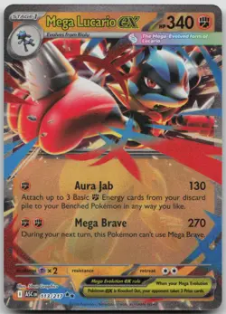 Mega Lucario ex 113/217 Double Rare Ascended Heroes Pokemon Holo Near Mint - Image 1