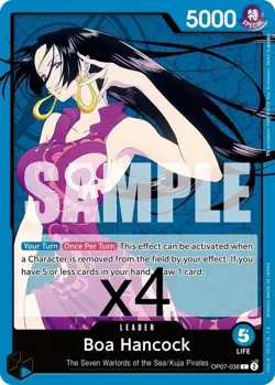 4X One Piece Card Game Boa Hancock OP07-038 Leader NM - Image 1