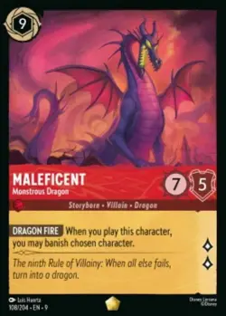 Disney Lorcana (Maleficent Monstrous Dragon 108/204) Fabled Legendary Foil NM - Image 1