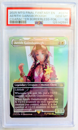 MTG FINAL FANTASY CHARACTER BORDERLESS FOIL Aerith Gainsborough PSA GRADE 10 - Image 1