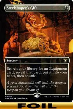 1x - Steelshaper's Gift - FOIL BORDERLESS #629 - Commander Masters - NM MTG - Image 1