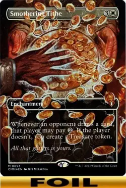 1x - Smothering Tithe - FOIL BORDERLESS #693 - Commander Masters - NM MTG - Image 1