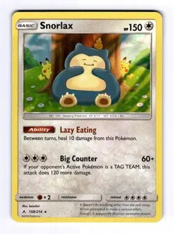 Snorlax SM - Unbroken Bonds #158 (2019) Holo NM Pokemon - Image 1
