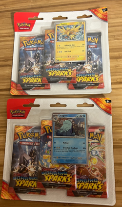2 Pokemon Scarlet Violet Surging Sparks- 3 packs each - Zapdos & Quasire - Image 1
