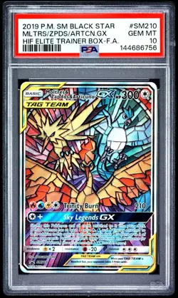 2019 POKEMON SM BLACK STAR PROMO FULL ART/MOLTRES & ZAPDOS & ARTICUNO GX PSA 10 - Image 1