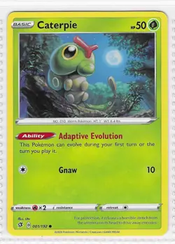 Caterpie 001/192 Common Rebel Clash Pokemon Near Mint - Image 1