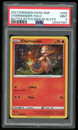2021 Pokemon Charmander SWSH092 Battle Styles Blister MT PSA 9 - Image 1
