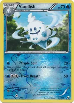 Pokemon - Vanillish - 34/108 - Uncommon - Reverse Holo - BW - Dark Explorers - N - Image 1