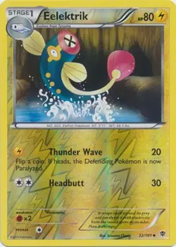 Pokemon - Eelektrik - 32/101 - Uncommon - Reverse Holo - Plasma Blast - NM - Image 1