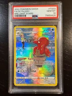 2022 Pokemon Sword & Shield Brilliant Stars TG03 Full Art/Octillery (PSA 10) - Image 1