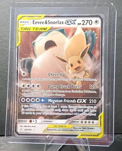Pokemon 120/181 EEVEE & SNORLAX GX Tag Team Ultra Rare Pokemon card💥NM - Image 1