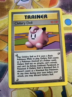 CLEFAIRY DOLL - Base Set - 70/102 - Rare Trainer - Pokemon Card - Unlimited - NM - Image 1