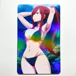 Fairy Tail Erza Scarlet Sexy Doujin Waifu Girl Lewd Anime Art Goddess Card - Image 1