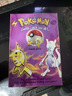 Pokemon Zap Theme Deck WOTC Vintage Base Set 1999 Open Box Pikachu Mewtwo - Image 1