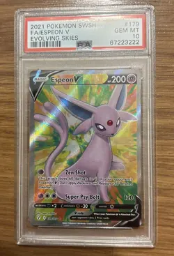 Pokemon TCG Espeon v Evolving Skies Holo Ultra Rare 179/203 PSA 10 - Image 1