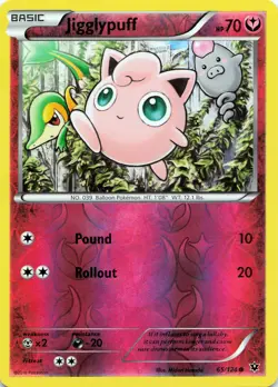 POKEMON Jigglypuff #65/124 Reverse Holo XY - Fates Collide NM - Image 1