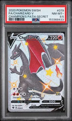 Pokemon Charizard V Secret Rare Full Art Holo Champion's Path 079/073 PSA 8.5 - Image 2