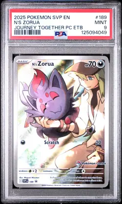PSA 9 N’s Zorua #189 SVP EN Journey Together Pokemon Center PC ETB Promo - Image 1