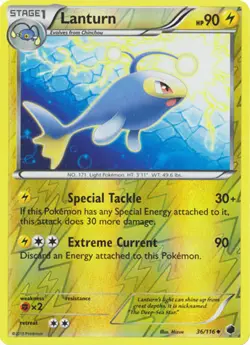 Pokemon - Lanturn - 36/116 - Uncommon - Reverse Holo - Plasma Freeze - NM - Image 1