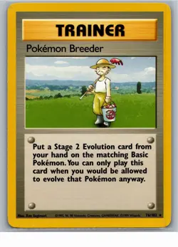 Pokemon Breeder Unlimited Base Set (Shadowless) 076/102 1999 NM - Image 1