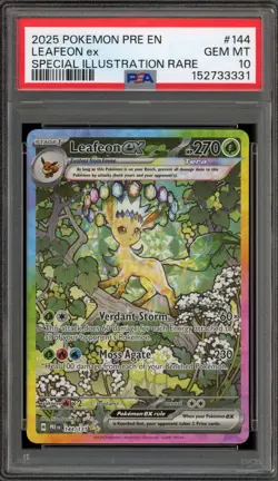 Pokemon Leafeon ex Prismatic Evolutions Special Illustration Rare #144 PSA 10 - Image 1