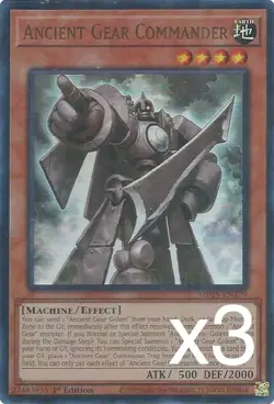 3X Yugioh Ancient Gear Commander MP25-EN179 Ultra Rare 1st Edition NM - Image 1