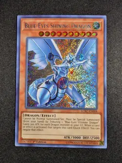 Yugioh - Blue-Eyes Shining Dragon LCKC-EN008 1st Edition Secret Rare NM - Image 1