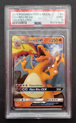 *PSA 9* Charizard GX 9/68 - Hidden Fates - Mint Graded Pokemon Card - Image 1