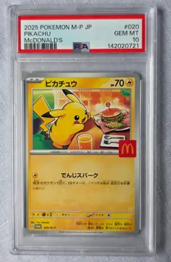 Pikachu 020/M-P Promo Mcdonald's Pokemon Japanese Burgerchu PSA 10 card - Image 1