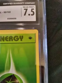 1999 Pokemon Base Set 1ST EDITION Shadowless Grass Energy #99/102 CGC 7.5 NM+ - Image 2