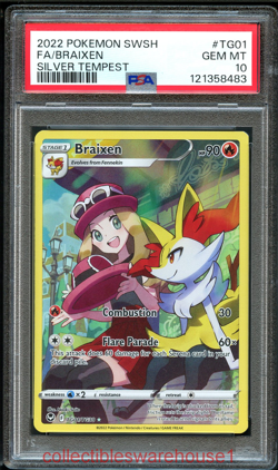 Pokemon Silver Tempest Braixen TG01 PSA 10 - Image 1