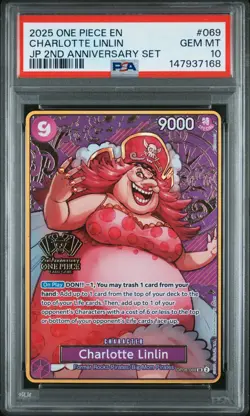 2025 ONE PIECE JAPANESE 2ND ANNIVERSARY SET #069 CHARLOTTE LINLIN PSA 10 - Image 1