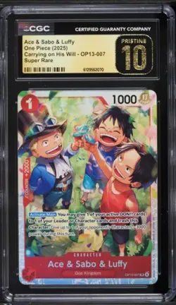 2025 One Piece OP13-007 Ace, Sabo & Luffy - Super Rare SR CGC 10 Pristine - Image 1