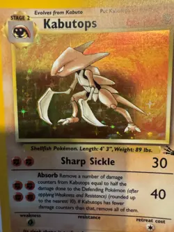 Pokemon TCG Kabutops Holo Rare Unlimited Card 9/62 MP - Image 1